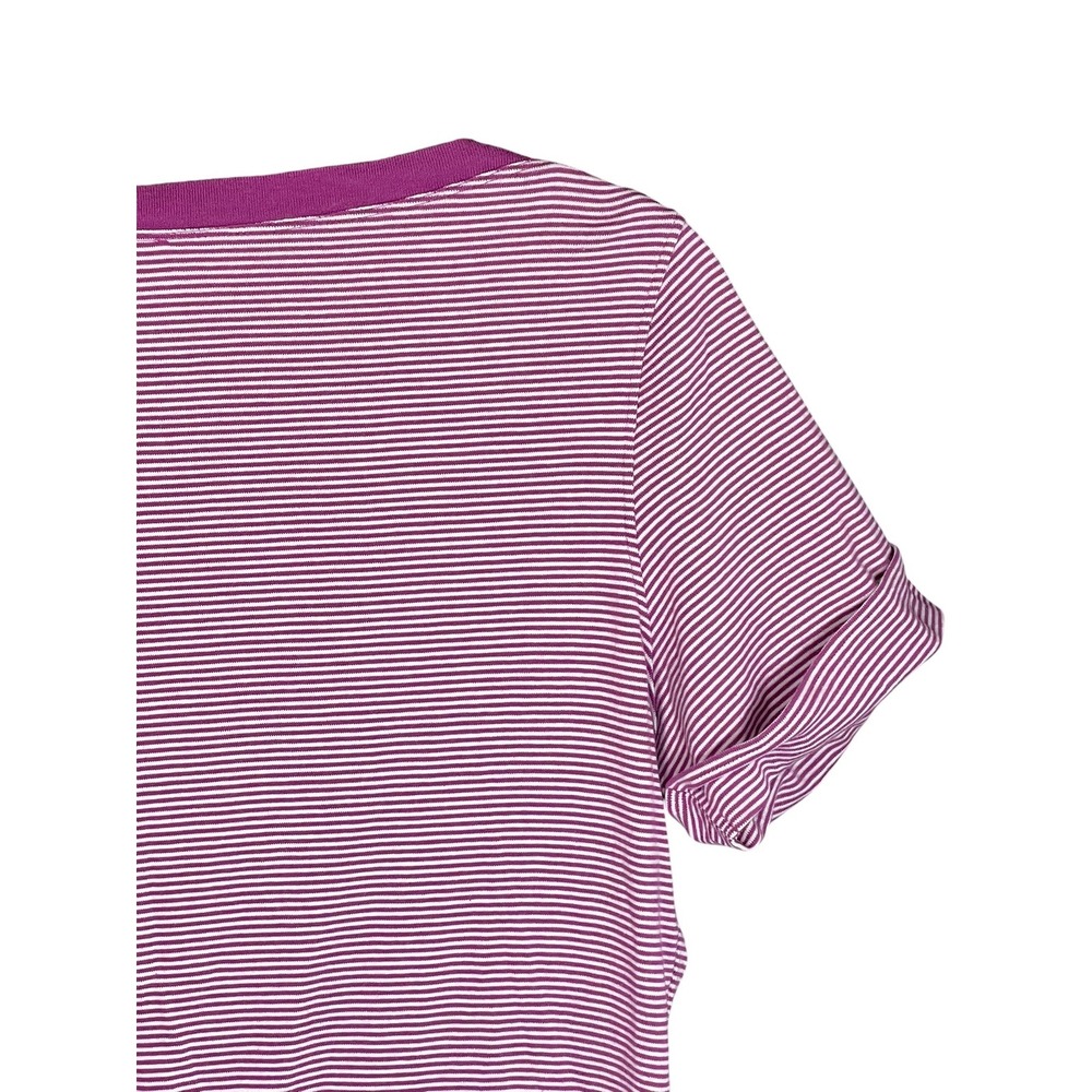 Brooks Brothers 346 Womens Purple White Striped Boat Neck Cotton T-Shirt Large - Picture 8 of 13
